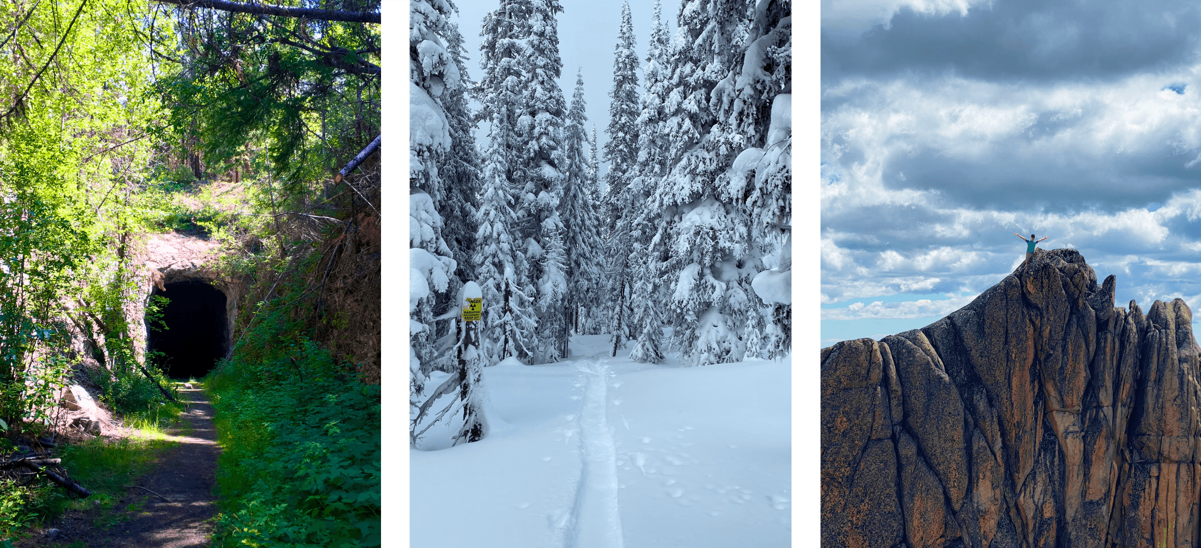 Images from biking, skiing, and hiking